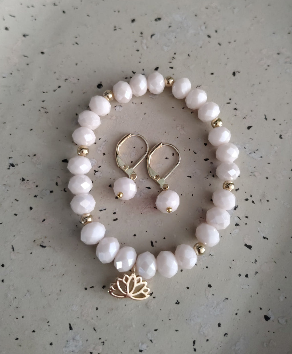 Zestaw biżuterii - pudrowy róż