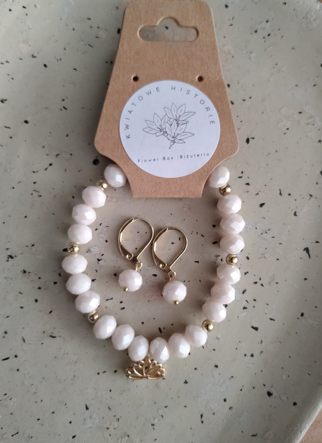 Zestaw biżuterii - pudrowy róż